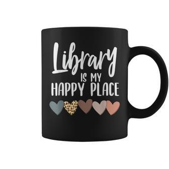 Library Is My Happy Place | Reading & Animal Lover Reading Funny Designs Funny Gifts Coffee Mug | Mazezy