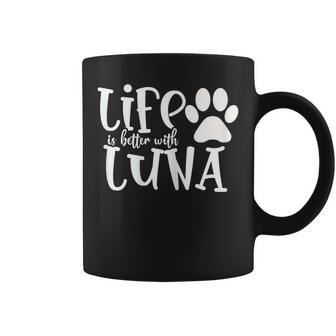 Life Is Better With Luna Pet Dog Owner Christmas Mom Coffee Mug - Seseable