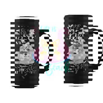 Life Is Better At The Beach Summer Vacation Corgi Coffee Mug | Mazezy