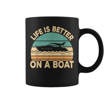 Life Is Better On A Boat Funny Retro Boating Captain Coffee Mug - Thegiftio UK