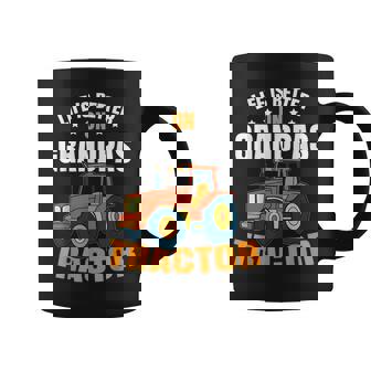 Life Is Better On Grandpas Tractor Kids Farm Tractor Boy Coffee Mug | Mazezy