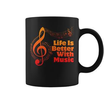 Life Is Better With Music Theory Musician Teacher Notes Clef Coffee Mug - Thegiftio UK