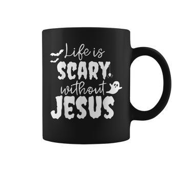 Life Is Scary Without Jesus Ghost Christian Halloween Coffee Mug - Thegiftio UK