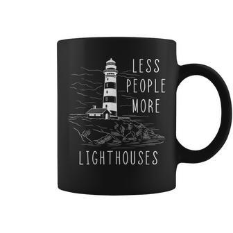 Lighthouse Less People More Lighthouses Seaside Life Sailing Coffee Mug - Thegiftio UK