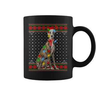 Lighting Dog Xmas Ugly Sweater Santa Greyhound Dog Christmas Coffee Mug | Mazezy