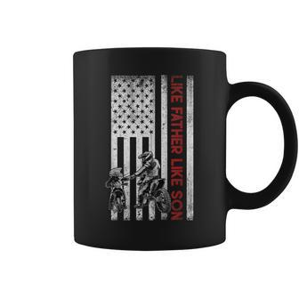 Like Father Like Sons Motocross Dirt Bike American Flag Coffee Mug | Mazezy