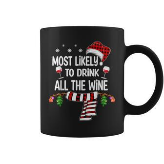 Most Likely To Drink All The Wine Family Christmas Pajamas Coffee Mug - Thegiftio UK