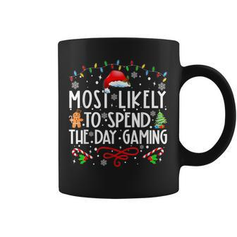Most Likely To Spend The Day Gaming Family Xmas Holiday Pj's Coffee Mug - Seseable