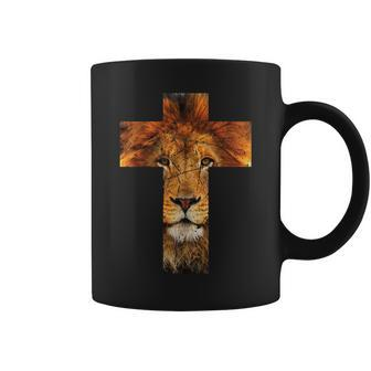 Lion Cross Christian Faith King Lord Bible Image Judah Coffee Mug | Mazezy