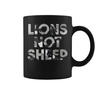 Lions Not Sheep Grey Gray Camo Camouflage Coffee Mug | Mazezy