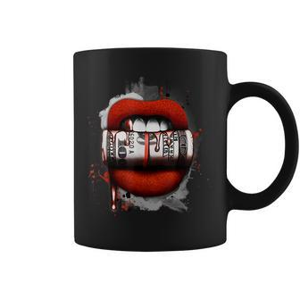 Lips With Money Red Cement 4S Matching Coffee Mug | Mazezy