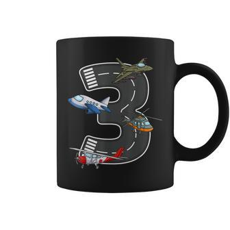 Little Pilot 3Rd Birthday Party 3 Three Years Old Airplane Coffee Mug - Seseable