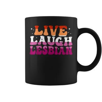 Live Laugh Lesbian Rainbow Lgbtq Gay Lesbian Pride Month Coffee Mug | Mazezy