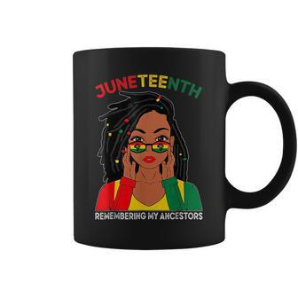 Locd Hair Black Woman Remebering My Ancestors Junenth Coffee Mug | Mazezy