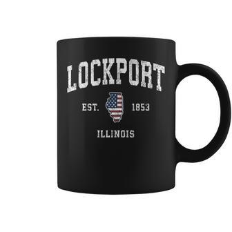 Lockport Illinois Il Vintage American Flag Sports Coffee Mug | Mazezy