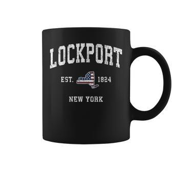 Lockport New York Ny Vintage American Flag Sports Coffee Mug | Mazezy