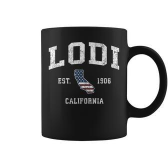 Lodi California Ca Vintage American Flag Sports Coffee Mug | Mazezy