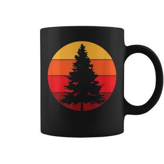 Lone Forest Rocky Mountain Pine Tree With Vintage Retro Sun Coffee Mug | Mazezy