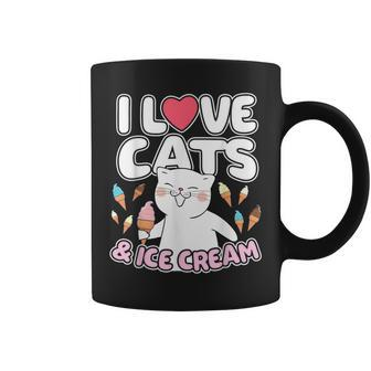 I Love Cats & Ice Cream Cute Kitty Feline Dessert Lover Coffee Mug | Mazezy DE