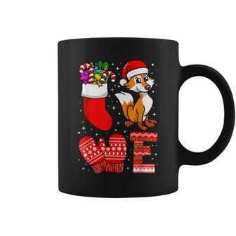 Love Christmas Word Red Fox Santa Hat Xmas Season Sock Coffee Mug | Mazezy