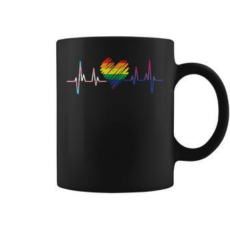 Love Gay Pride Lesbian Lgbt Heartbeat Pulse Nurse Rainbow Coffee Mug | Mazezy