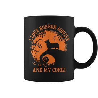 I Love Horror Movie And My Corgi Halloween Corgi Halloween Coffee Mug | Mazezy