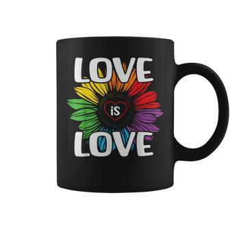 Love Is Love Rainbow Sunflower Lgbt Gay Lesbian Pride Coffee Mug | Mazezy
