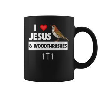 I Love Jesus And Wood Thrushes Washington DC State Bird Coffee Mug | Mazezy