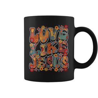 Love Like Jesus Vintage Flower Groovy Jesus Coffee Mug | Mazezy
