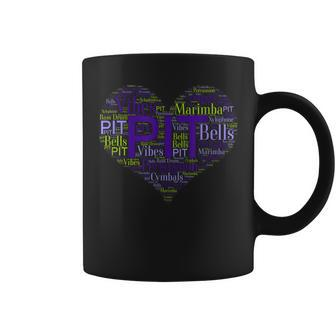I Love Pit Marching Band Percussion Heart Word Cloud Coffee Mug | Mazezy
