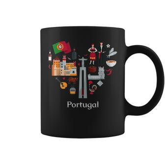 I Love Portugal Lisbon Map Iconic Traditional Souvenir Coffee Mug | Mazezy