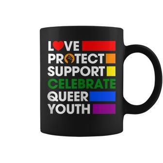 Love Protect Support Celebrate Queer Youth Lgbtq Gay Ally Coffee Mug | Mazezy