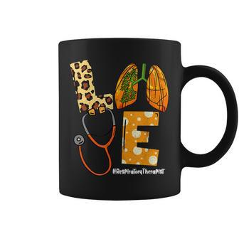 Love Respiratory Therapist Pumpkin Leopard Fall Halloween Therapist Coffee Mug | Mazezy