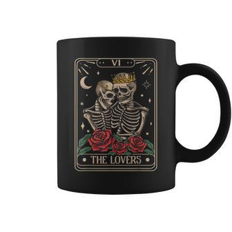 The Lovers Vintage Tarot Card Astrology Skull Horror Occult Astrology Coffee Mug | Mazezy AU