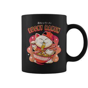 Lucky Cat And Ramen Maneki-Neko Japanese Good Luck Coffee Mug | Mazezy