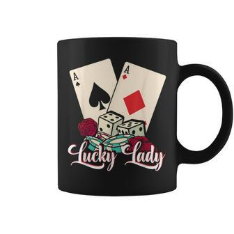 Lucky Lady Poker Player Gambling Casino Gambler Coffee Mug - Monsterry CA