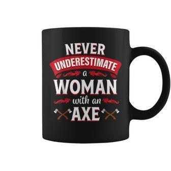 Lumberjack Never Underestimate A Woman Hatchet Axe Throwing Coffee Mug | Mazezy