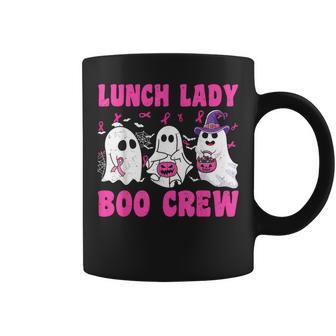 Lunch Lady Boo Crew Pumpkin Halloween Breast Cancer Month Coffee Mug | Mazezy