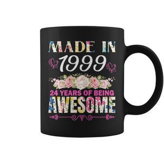 Made In 1999 24 Years Of Being Awesome 24Th Birthday Floral Coffee Mug | Mazezy
