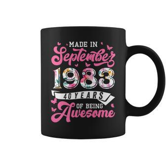 Made In September 1983 Floral 40 Yr Old 40Th Birthday Women Coffee Mug - Seseable