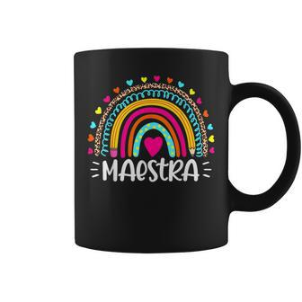 Maestra Spanish Teacher Rainbow Happy First Day Of School Gifts For Teacher Funny Gifts Coffee Mug | Mazezy UK