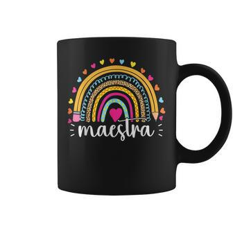 Maestra Spanish Teacher Rainbow Leopard Gifts For Teacher Funny Gifts Coffee Mug | Mazezy CA