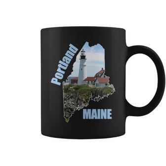 Maine Portland Lighthouse Summer Shoreline Souvenir Coffee Mug | Mazezy