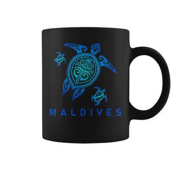Maldives Sea Blue Tribal Turtle Coffee Mug | Mazezy