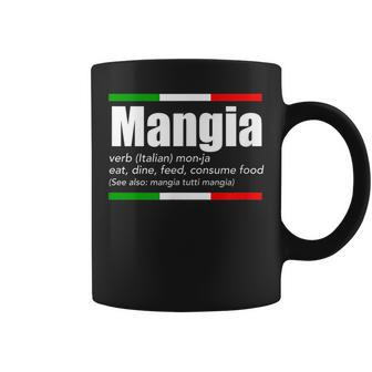 Mangia Italian Slang Funny English Sayings Italy Humor Pride Coffee Mug | Mazezy
