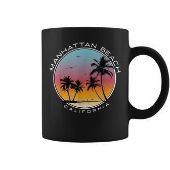 Manhattan Beach California Sunset Palm Tree Coffee Mug | Mazezy