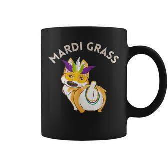 Mardi Gras Pun Corgi Mardi Grass Cute Mardi Gras Dog Beads Coffee Mug | Mazezy