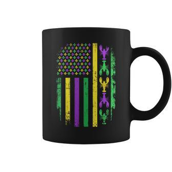 Mardi Gras Us American Flag With Crawfish New Orleans Coffee Mug - Monsterry