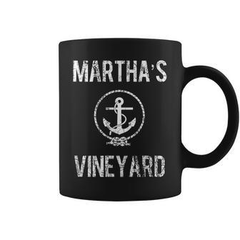 Marthas Vineyard - Distressed Anchor Island Vacation Coffee Mug | Mazezy