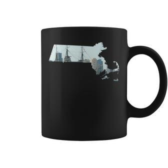 Massachusetts State Outline Uss Constitution Photo Design Coffee Mug - Thegiftio UK